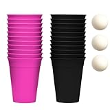 InnoNeeds, Becher Set, 22 Hartplastik Becher, wiederverwendbar und spülmaschinenfest, 16oz / 473ml, Mehrwegbecher (Pink, Schwarz)