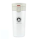 Becher Kaffee Reisebecher Trinkbecher To Go Coffee Thermobecher Thermo Kaffeebecher Mit Deckel Travel Mug Auto Auslaufsicher Isolierter Isolierbecher Caffee Autobecher Bpa Frei 0.38L (Weiß)