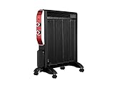 PURLINE MR2000B Heizung Mica Wärmewelle heizgerät 2000W, Elektrische Heizung mit einstellbarem Thermostat, leise für Zuhause und Büro mit Rädern, schwarz