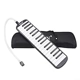 Anfängerfreundliche Melodica mit 32 Tasten, inklusive Tragetasche und Zubehör für einfachen Transport (schwarz)