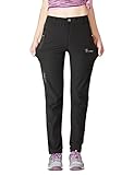 donhobo Damen Outdoorhose Winddicht Wasserdicht Wanderhose Sommer Schnell Trockend Camping Funktionshose Trekkinghose (Schwarz,M)