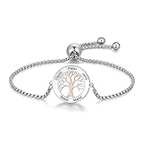 TMT Personalisiertes Lebensbaum Armband mit Gravur (silber & rose-gold) Mutter Tochter Armband mit Namen Tree of Life Personalisierte Geschenke Beste Mama Geschenk Armband personalisiert Damen