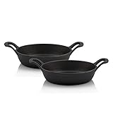 BBQ-Toro Gusseisen Servierpfännchen Set, 2 Stück | Ø 20 cm - rund | Grillpfannen Pfännchen, Gusspfanne, Bratpfanne, Feuerpfanne, Grillpfännchen, Gusseisenpfännchen, serving pan, Tischpfanne