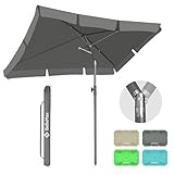 BelleMax Sonnenschirm Balkon Rechteckig 200 × 125 cm Anthrazit, Balkonschirm mit UV-Schutzfaktor 50+, Neigbar und Höhenverstellbar, Ideal Als Gartenschirm oder Terrassenschirm