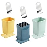 3 Stück Cup Slicer Obst + 3 Stück Spaltreinigungsbürste Multifunktional Edelstahl Tassenschneider Handgehalten Obstschneider Küchenhelfer für Erdbeere Banane Kiwi Salatzubereitung (3 Farben)