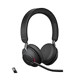 Jabra Evolve2 65 Wireless PC Headset – Noise Cancelling Microsoft Teams Certified Stereo Headphones With Long-Lasting Battery – USB-A Bluetooth Adapter – Black