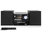 Kompaktanlage mit CD-DVD-Player, JOVELL Retro HiFi Musikanlage Heimlautsprecher 30W mit Bluetooth/CD-DVD-Player/FM-Radio/Aux-Eingang/USB-Eingang/MIC-Eingang/RCA-Ausgang, 3-Teiliges Soundsystem