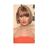 JIANBOHAIRS 10 Zoll Remy Echthaar-Topper mit Pony, Haarteile, Seidenbasis, 3 Clips in Haar-Toppern for Frauen, Haarverlängerungen for Thinning Hair(Brown mix blonde)