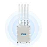 KuWFi Outdoor Dualband Gigabit Outdoor WLAN Access Point, AX1800 Outdoor Access Point WiFi 6, IP67 Outdoor WLAN Repeater (600Mbps 2,4GHz, 1200Mbps 5Ghz) 48V PoE Access Point, Long-Range Outdoor AP