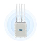 KuWFi Outdoor Dualband Gigabit Outdoor WLAN Access Point, AX1800 Outdoor Access Point WiFi 6, IP67 Outdoor WLAN Repeater (600Mbps 2,4GHz, 1200Mbps 5Ghz) 48V PoE Access Point, Long-Range Outdoor AP