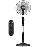 Taylor Swoden DC Standventilator - Sehr leise mit Fernbedienung, Anti-Mücken-Steckplatz, 28 Stufen, ECO-Energie sparend, 3 Modi, 12H Timer, LED, Einstellbare Höhe (125-135cm) Schwarz