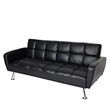 Mendler Sofa HWC-K19, Couch Schlafsofa Gästebett Bettsofa Klappsofa, Nosagfederung Schlaffunktion 203cm - Kunstleder schwarz