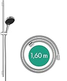 hansgrohe Rainfinity - Duschset, runder Duschkopf mit Brausestange 90cm, Halterung und Designflex Textil Brauseschlauch 160cm, Duschbrause mit 3 Strahlarten, Chrom