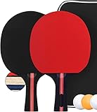 Tischtennisschläger Set mit 2 Schläger und 3 Bälle in Tasche, Tischtennis Set Schläger Bälle Ping Pong Set(Farbe zufällig)