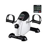 GYMAX Mini Fitnessbike, Arm-& Beintrainer pedaltrainer für senioren, tragbarer Pedaltrainer mit LCD-Display & einstellbarem Widerstand, Fitnessgerät für Zuhause Büro (Weiß)