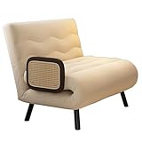 Schlafsessel Klappbar Schlafsofa 3 in 1 mit Bettfunktion Klappsessel Armlehnen Aus Massivholz Flanellstoff Dicker Schwamm für Schlafzimmer Wohnzimmer