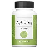 Phytochem Apfelessig 180 Kapseln, hochdosiert mit 500 mg Apfelessig Pulver pro Kapsel, vegan und ohne Zusatzstoffe, laborgeprüft, 3 Monate Vorrat