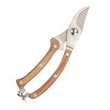 Anneome Professionelle Gartenschere mit Holzgriff Kraftsparende Astschere für Dicke Äste Multifunktionale Baumschere zum Präzisen Schneiden von Blumen Sträuchern und Kleinen Zweigen