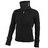 ALPIDEX Damen Fleecejacke Hoher Stehkragen Daumenlöcher Tailierte Winter Fleece Jacke Antipilling Warm Weich Full Zip Fleecepullover Microfleece Wandern Outdoor, Größe:L, Farbe:black