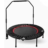 LIFERUN Fitness Trampolin Indoor Ø101cm,Tragfähigkeit 150 kg,Workout Rebounder,mit 3 Verstellbare Handgriffstufen,mini Trampoline für Erwachsene,Rot