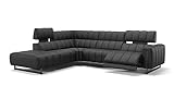 sofanella Wohnlandschaft Veneto Ledersofa Eckcouch Leder in Schwarz M: 306 x 281 Breite x 101 Tiefe