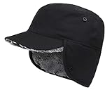 Gisdanchz Warme Mütze Mit Ohrenklappen Basecap Winter Cap Herren Wintermütze Damen Winterkappe Arbeitsmütze Schirmmütze Army Baseball Cap Wolle Mützen Hut Ohren Ohrenschützer Ohrwärmer Schwarz