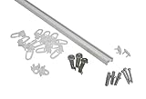 GARDINIA Aluminium-Schiene 13 mm, 1-läufige Vorhangschiene, Gardinenstange, Inkl. Zubehör, 120 cm, Weiß