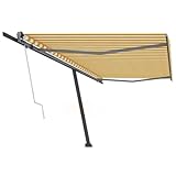 HOMEELIKE Standmarkise Automatisch 500x300 cm Gelb & Wei?