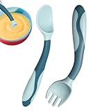 Zunishaone Baby Utensilienset Baby Besteck Set - Flexible LED Entwöhnungskraft - Erlernhilfe der ersten Stufe Ergonomischer Griff für die