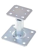 Aqbau® Höhenverstellbarer Pfostenträger 110 x 80 mm Stützenfuss Pfostenträger verstellbar Pfostenträger Bodenfuß Betonfuß Zum Aufschrauben Pfostenanker Verzinkt