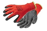 Högert Technik RODER latexbeschichtete Schutzhandschuhe rot/schwarz Größe 9, hohe Abriebfestigkeit, flexibler Grip, ideal für präzise Montage- und Wartungsarbeiten