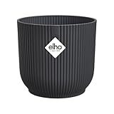 elho Vibes Fold Rund Mini 9 Pflanzentopf - Blumentopf für Innen - 100% recyceltes Plastik - Ø 9.3 x H 8.8 cm - Schwarz/Anthrazit