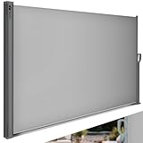 tillvex® Seitenmarkise 200 x 400 cm ausziehbar & Blickdicht | Sichtschutz für Balkon, Garten & Terrasse | Seitenrollo mit Wandhalterung | Sonnenschutz aus rostfreiem Stahl | Markise Windschutz