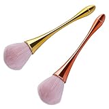 Prasacco 2 Stück Rouge-Pinsel, Großer Makeup-Pinsel Weiche Flauschige Puderpinsel Professioneller Gesichtspinsel für Grundierungen, Rouge und Highlighter (Gold, Roségold)