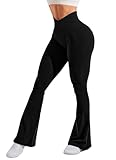 Navneet Damen Schlaghose Yoga Hose Lang Wide Leg Freizeithose Flared Leggings High Waist Jazzpants Tanz 70er Yoga Pants Schwarz S