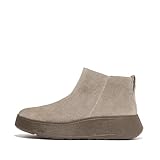 FitFlop Damen F-Mode Wildleder Flatform Reißverschluss Stiefeletten, Minky Grey, 38.5 EU