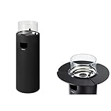 Enders 5601 Feuerstelle NOVA LED L, Schwarz + 3er Set Tischablage, Schwarz
