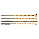 Hartmetall-Bohrer-Set, 5–10 mm, 160 mm, Sechskantschaft, Hartmetallspitze, Mauerwerk und Hammerbohrer für Beton, Ziegel, Fliesen und Keramik, 4-teiliges Box-Set