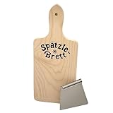Spätzlebrett, Holz, mit Edelstahl-Schaber – für die klassische Spätzle-Zubereitung - Qualitätsprodukt – im Set incl. Rezeptanleitung - Spätzleschaber-Set - Spätzlebrett mit Schaber - mediatrades -