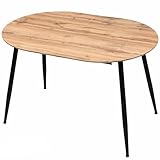 TRISENS Esstisch Rodrigo ausziehbar 120-150-180 x 80 cm 4-10 Personen Ovaler Küchentisch mit Metallgestell für Küche, Esszimmer Holz Optik, Farbe:Eichefarben