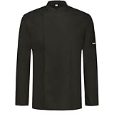 PALLTEX NORI LS Kochjacke Unisex Damen Herren Schwarz/Weiss Kochkleidung Professional Chef Uniform Langarm (Schwarz, XL)