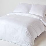 HOMESCAPES 2-teiliges Bettwäsche-Set – 100% Bio-Baumwolle, Fadendichte 400 Perkal – Bettbezug 155 x 220 cm mit Kissenbezug 80 x 80 cm – weiß