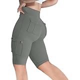 Flodxo Fitness-Shorts, knielang, Cargo-Yogahose, dehnbar, hohe Taille, zum Hineinschlüpfen, entspannte Leggings mit Taschen, schmale Passform, Kampf, Streetwear, Jogginghose, Walking, Laufen,