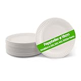 Ecocleo® Eco PAPPTELLER Einweg 18cm | 100 Stück, weiß | Teller aus Karton Stabil | Partygeschirr umweltfreundlich | Einwegteller aus Pappe biologisch abbaubar und recycelbar | EU Made