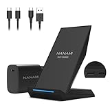 NANAMI Wireless Charger mit 30W USB-C Ladegerät - 2 in 1 Induktive Ladeständer mit Anschluss, Qi Kabelloses Ladestation für iPhone 16/15/14/13/12/11/XS Max/X/XR/8 Plus, Samsung Galaxy S24 S23 S22 S21