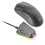 Mars Gaming MM‑T3, Ultralight Kabellose Maus, Bluetooth 5.0 + 2.4 GHz + Kabel, Optischer Sensor PIXART PAW3104PRO 14400 DPI, Magnetische RGB‑Ladestation, Huano Switches, Steuerungssoftware, Schwarz
