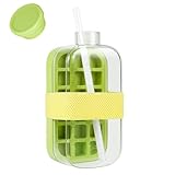 Humtudeit Eiswürfelflasche, 800 ml Wasserflasche Eiswürfelform, 2 in 1 Eiswürfelflasche mit Deckel, Press-Typ Eiswürfelbereiter, Eiswürfelflasche für Getränke, Saft