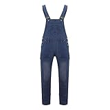 Herren-Arbeitsoverall, langlebig, einfarbig, Arbeitskleidung, Latzhose, Cargo-Latzhose mit mehreren Taschen, robuster Overall, Schutzanzug, Arbeitshose, Jeans für Männer und Erwachsene, dunkelblau