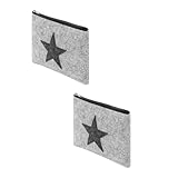 Preiswert&Gut 2X Stifte Aufbewahrung Filz 25x17 cm – Filztasche kleine Tasche mit Stern Kulturtasche verwendbar als Kosmetiktasche oder Schminktasche und Kulturbeutel
