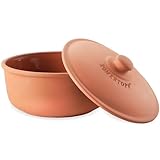 Römertopf Brot-Back-Topf aus Naturton, Ø 23 cm, runde Brotbackform mit Deckel, glasiertes Unterteil, unglasierter Deckel für Dampf/Schwaden, knusprige Kruste & luftige Krume, ofenfest